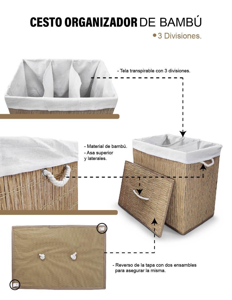 Cesto ropa multiusos Idea Nuova de bambú