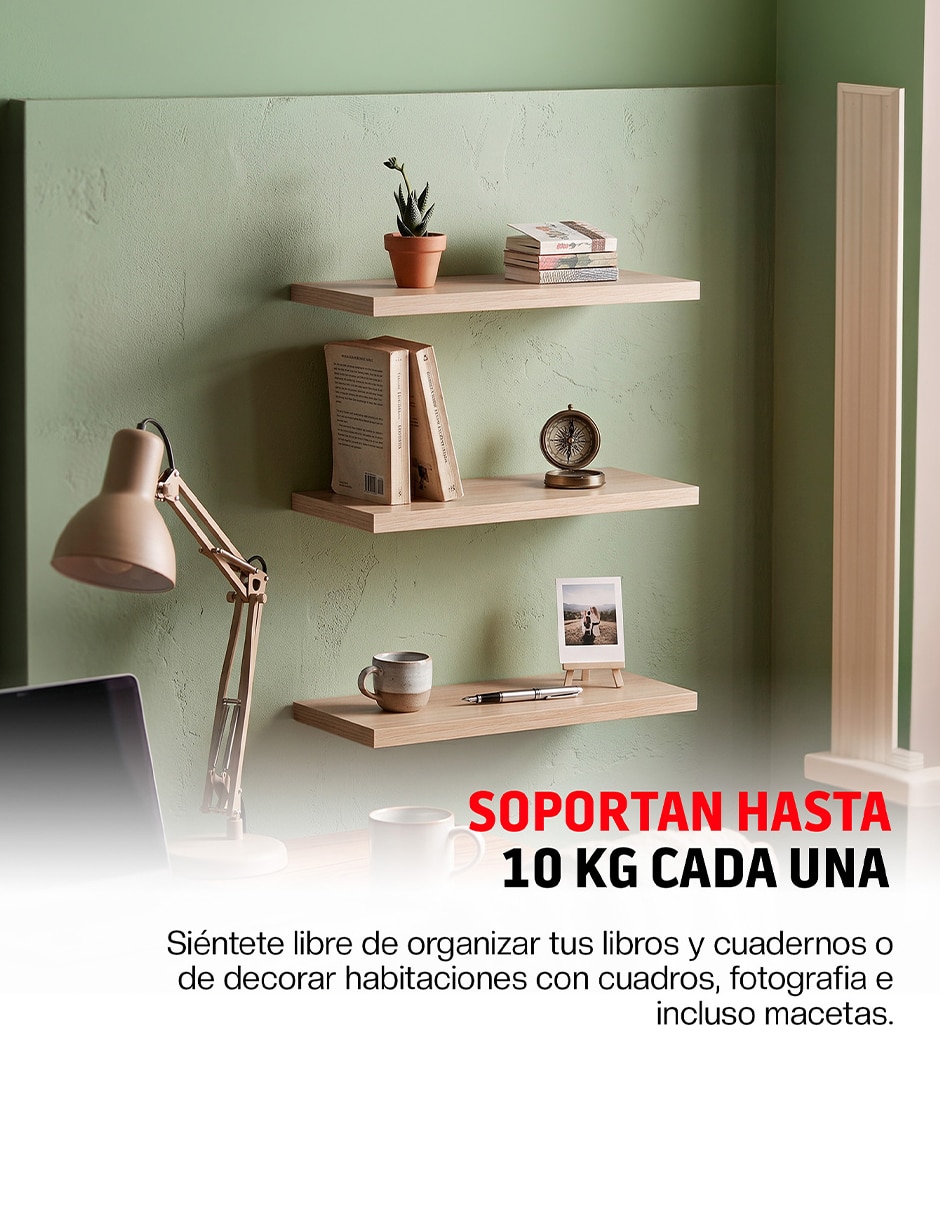 3 Repisas Flotantes de Madera para Pared Minimalistas 30 x 15 cm 4