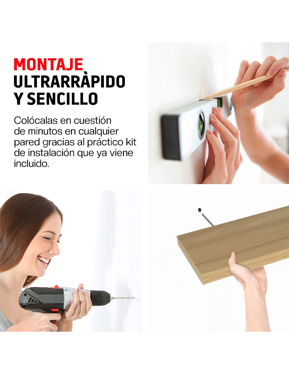 3 Repisas Flotantes de Madera para Pared Minimalistas 30 x 15 cm 3