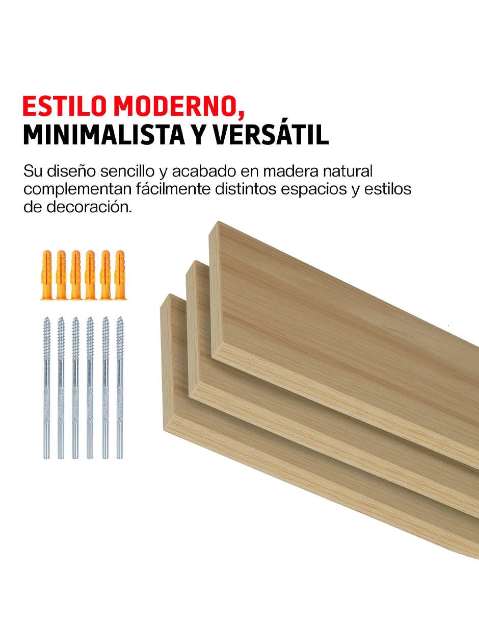 3 Repisas Flotantes de Madera para Pared Minimalistas 30 x 15 cm 2