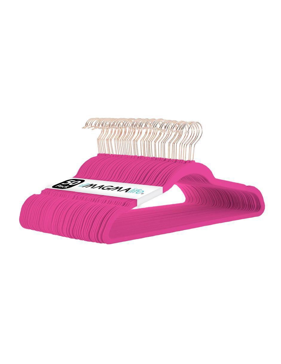 Set gancho 50 ganchos de terciopelo fucsia para ropa gancho dorado giratorio de 360° adecuado para todo tipo de ropa "de" terciopelo 50 "piezas" 2