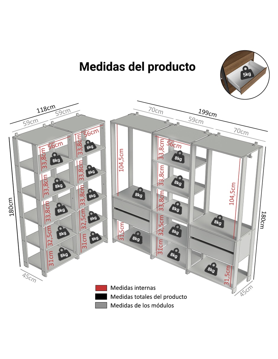 Ropero armable valencia mddr0500017k de mdp 8