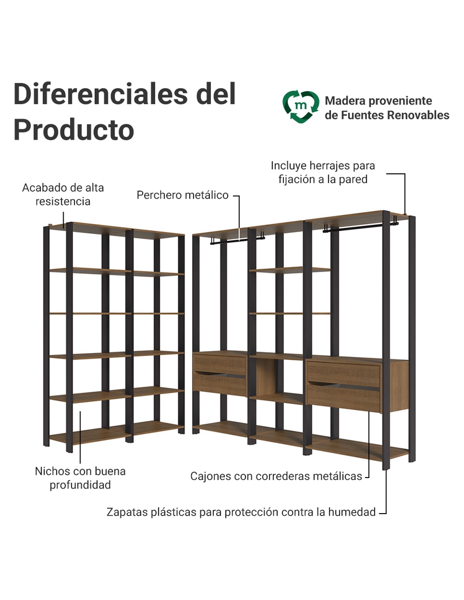 Ropero armable valencia mddr0500017k de mdp 5