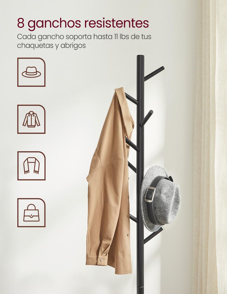 Perchero de piso Vasagle Andi de madera 8 ganchos