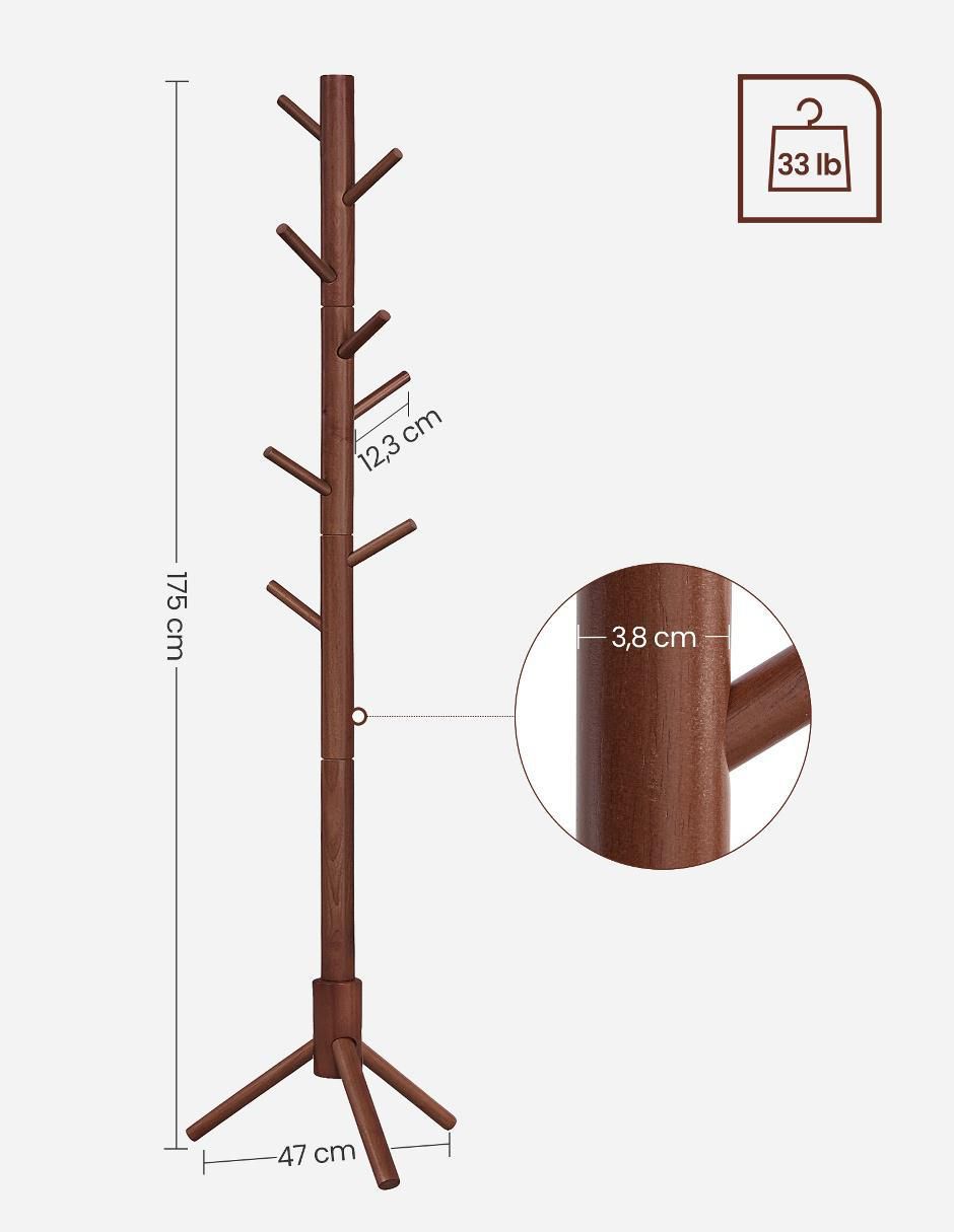 Perchero de piso Vasagle Andi de madera 8 ganchos