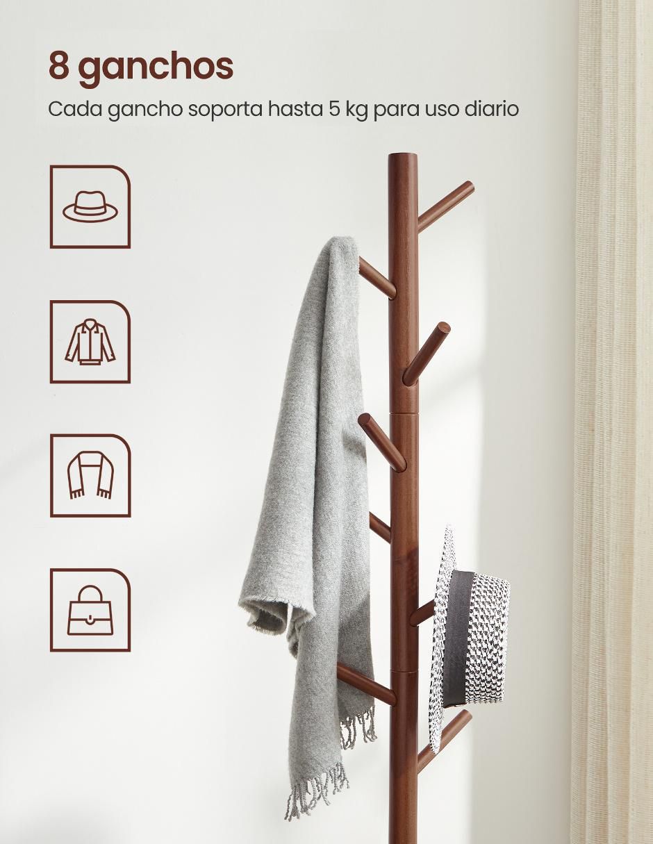Perchero de piso Vasagle Andi de madera 8 ganchos