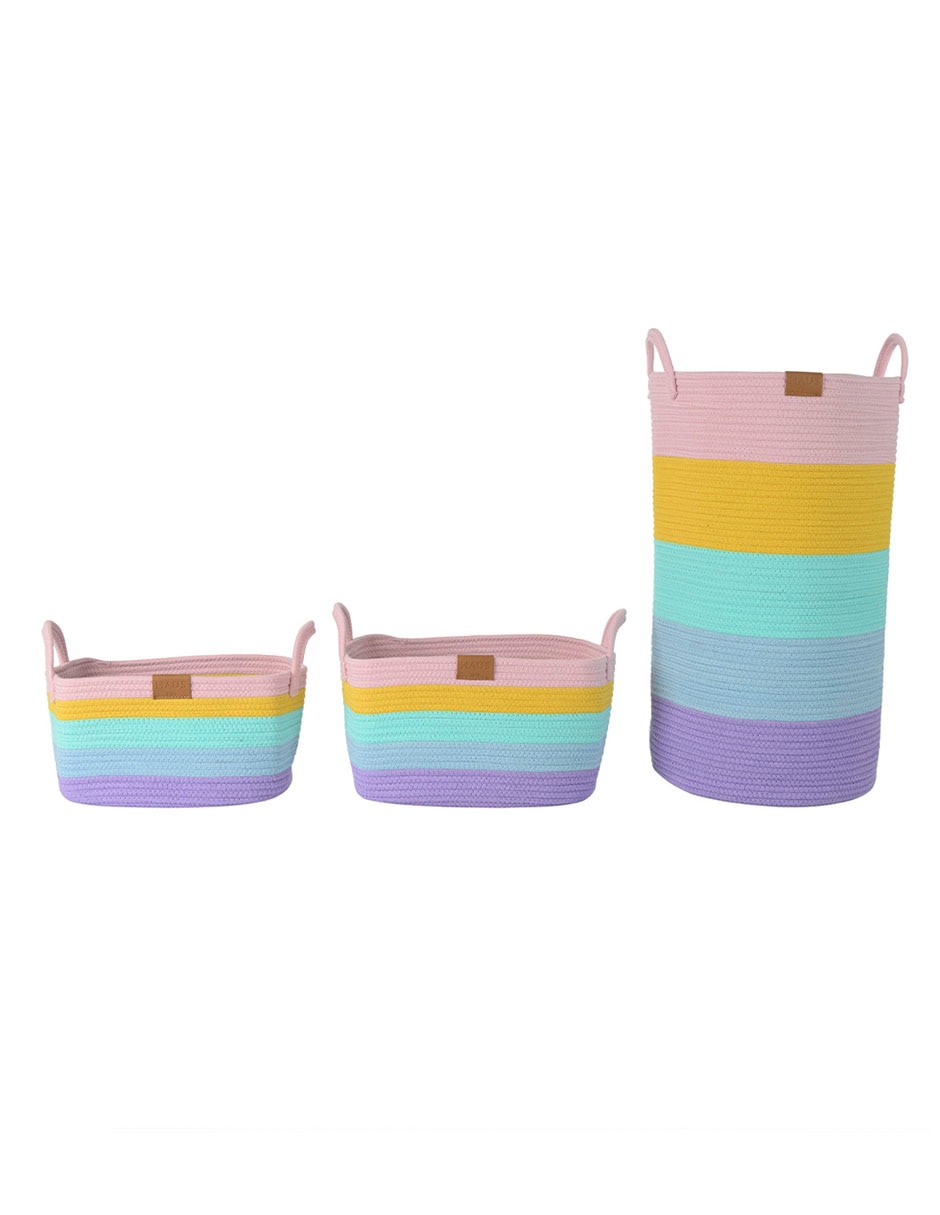 Set cesto multiusos Haus Kids Girl de cuerda algodón