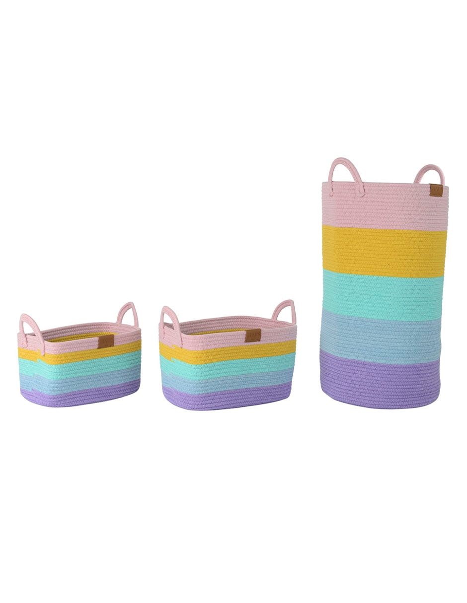 Set cesto multiusos Haus Kids Girl de cuerda algodón