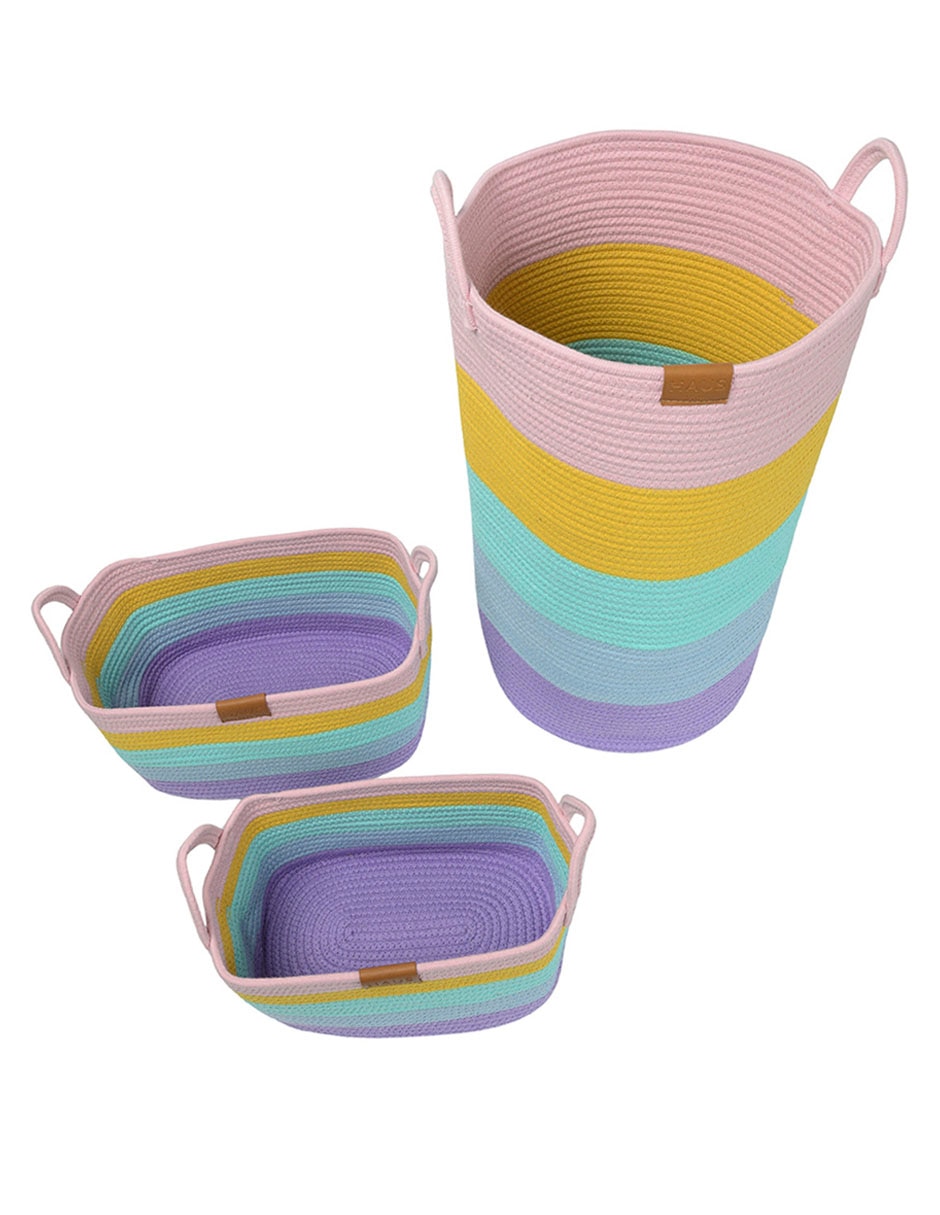Set cesto multiusos Girl de cuerda algodón