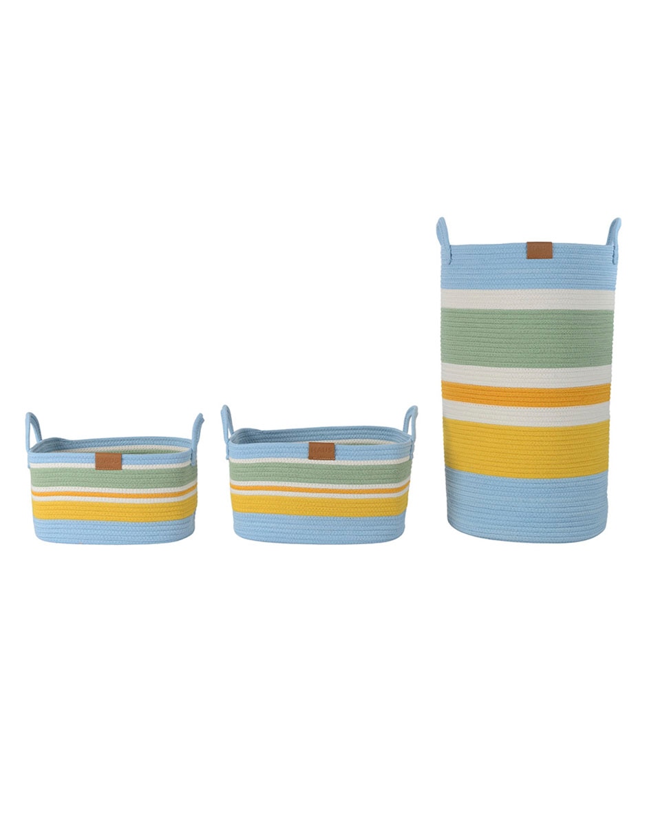 Set cesto multiusos Haus Kids Boy de cuerda algodón