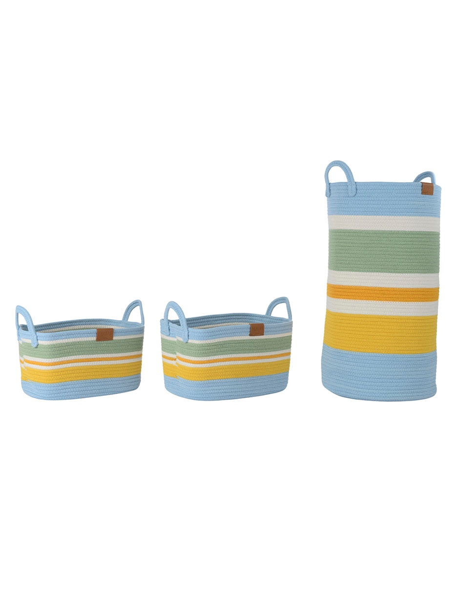 Set cesto multiusos Haus Kids Boy de cuerda algodón