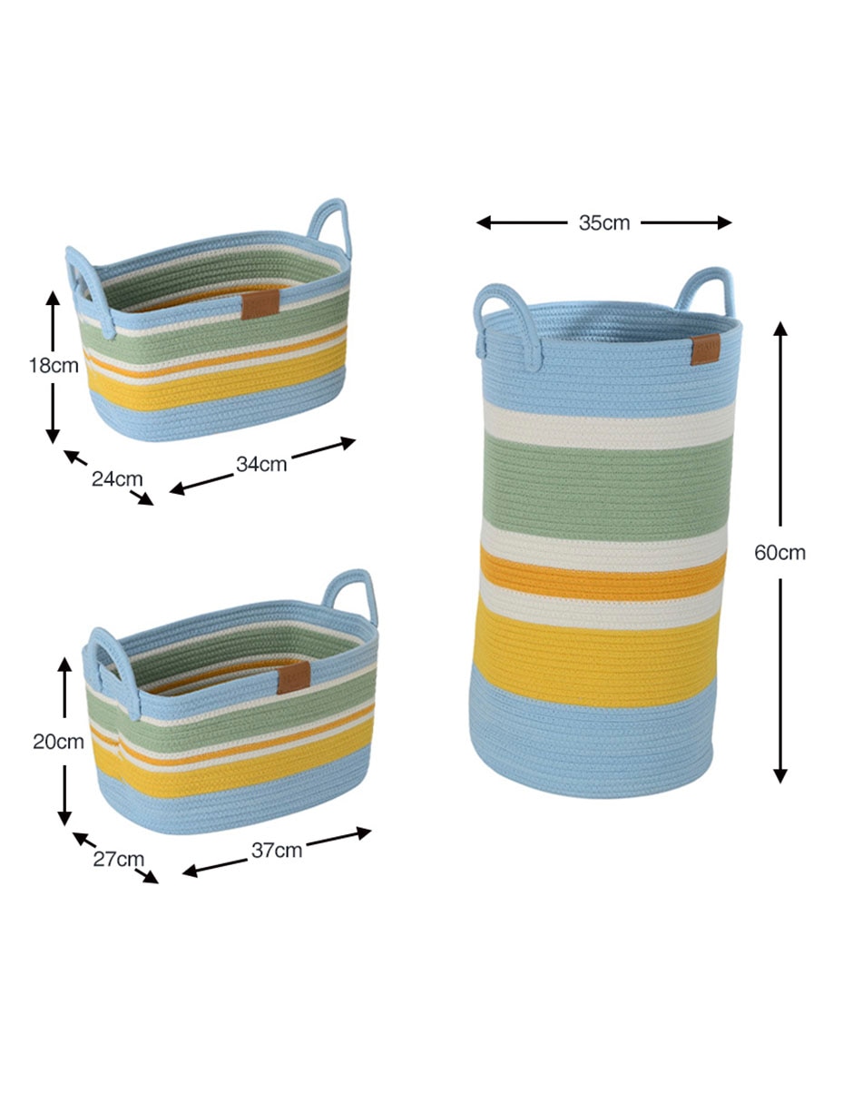 Set cesto multiusos Boy de cuerda algodón 7