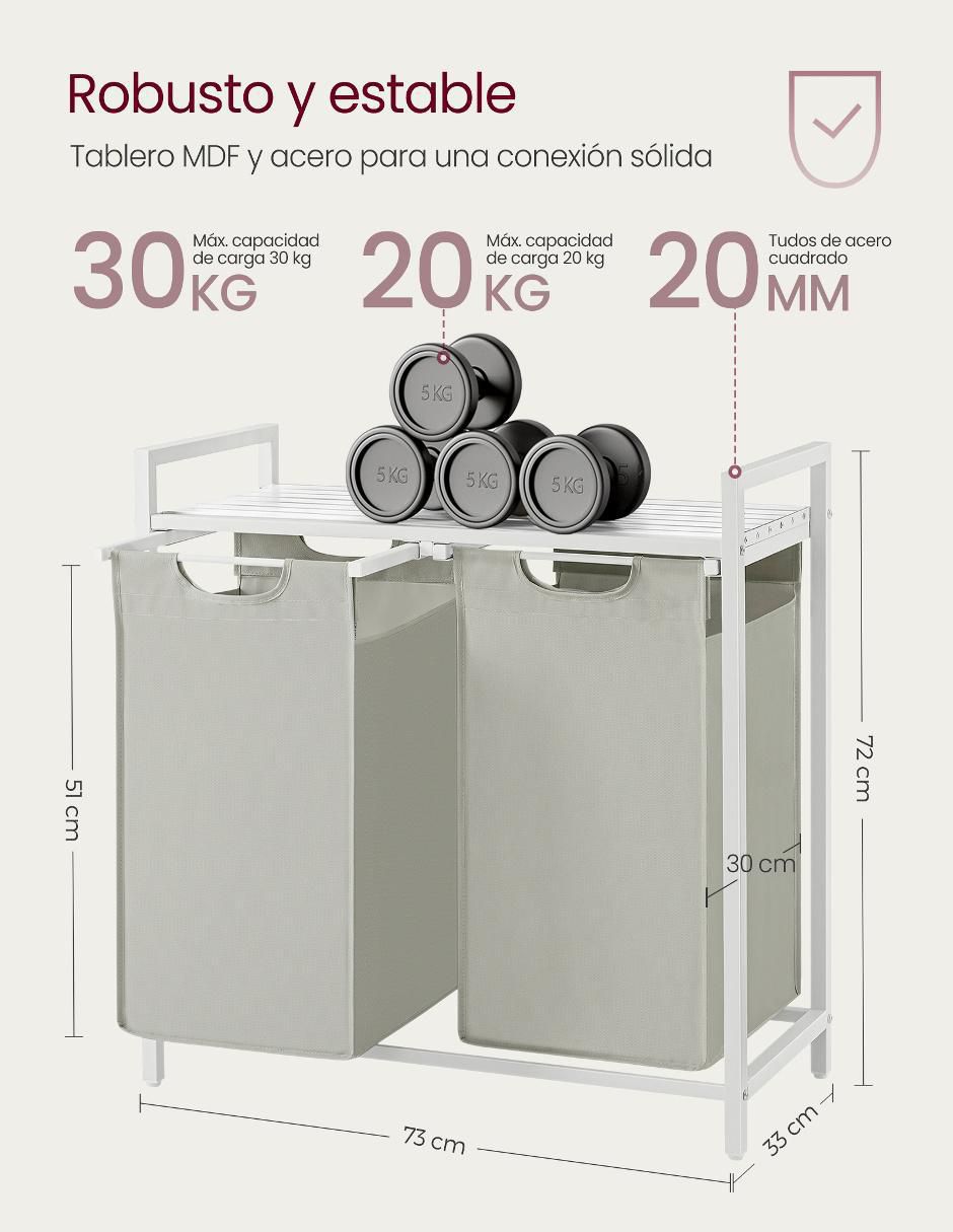 Cesto para ropa Brenta de acero inoxidable 4