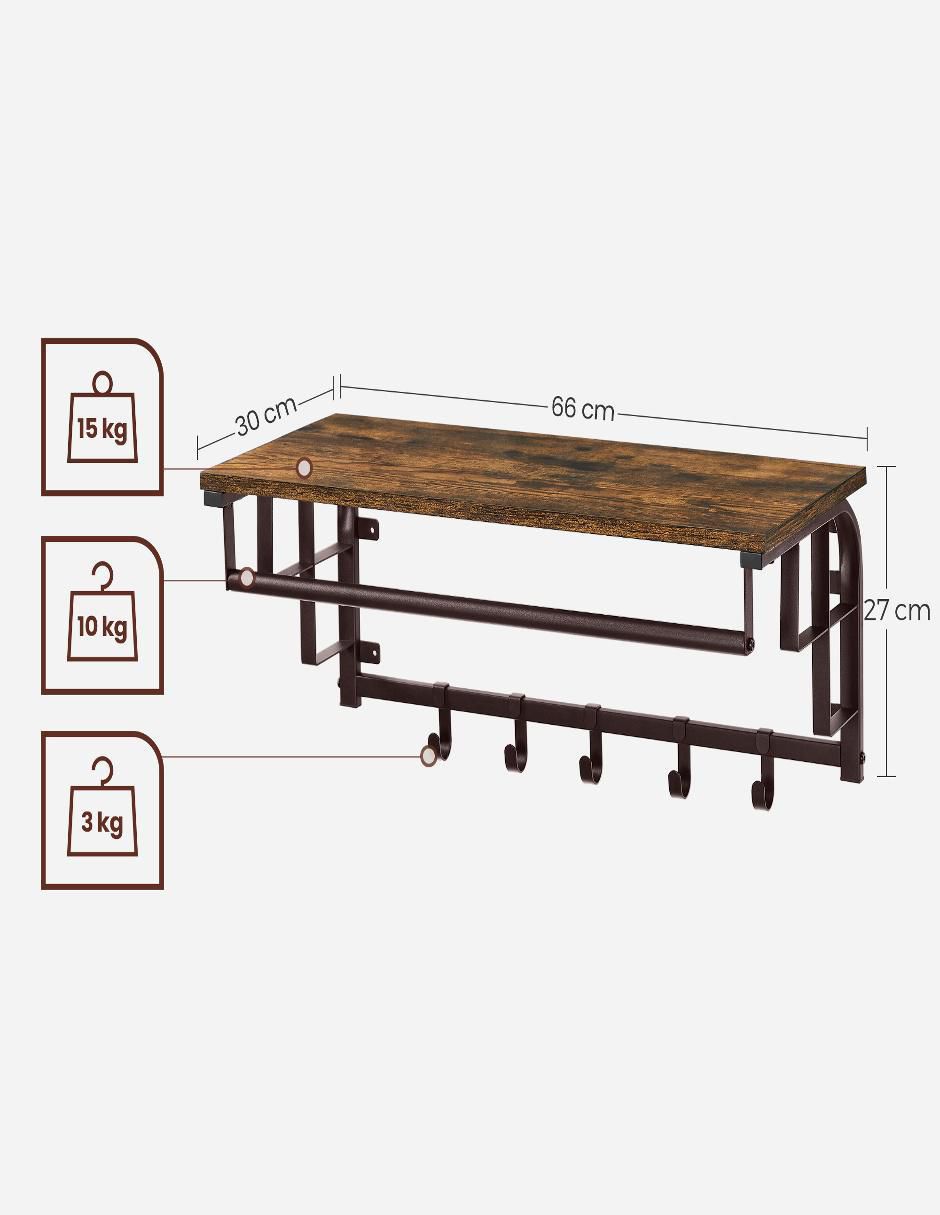 Perchero de pared Colex de madera 2 ganchos
