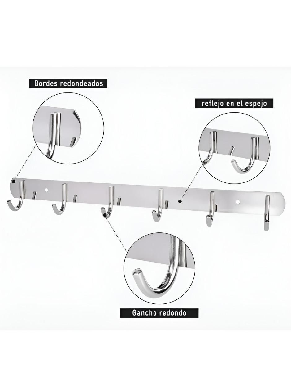 Perchero de pared Xtellar de acero inoxidable 6 ganchos
