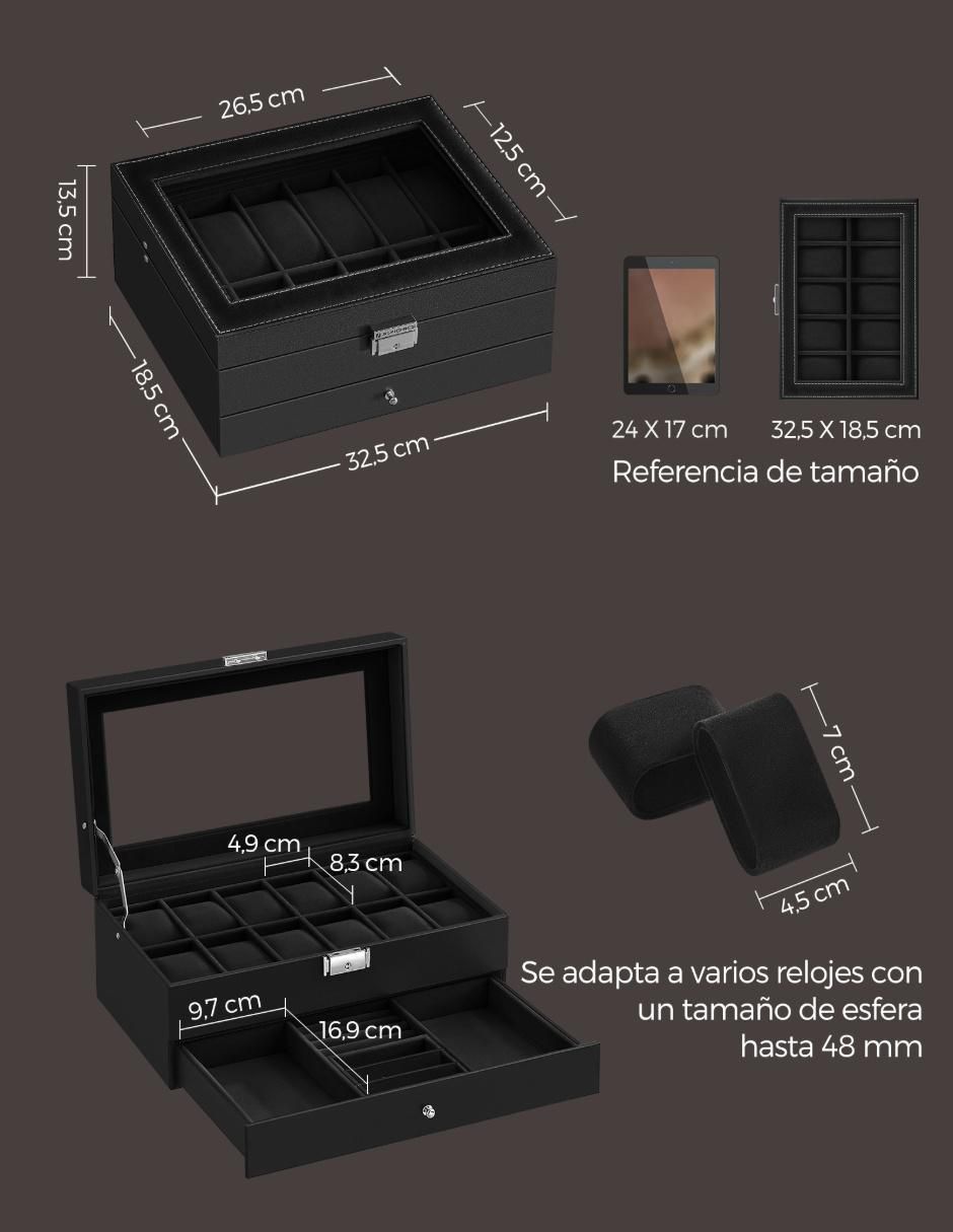 Caja reloj Bridie rectangular con 1 pieza 6
