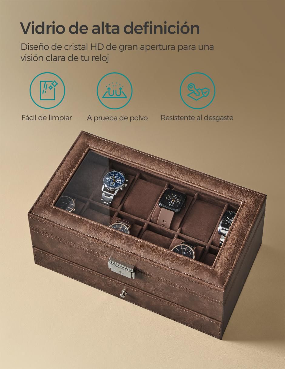 Caja reloj Songmics Home Bridie rectangular con 1 pieza