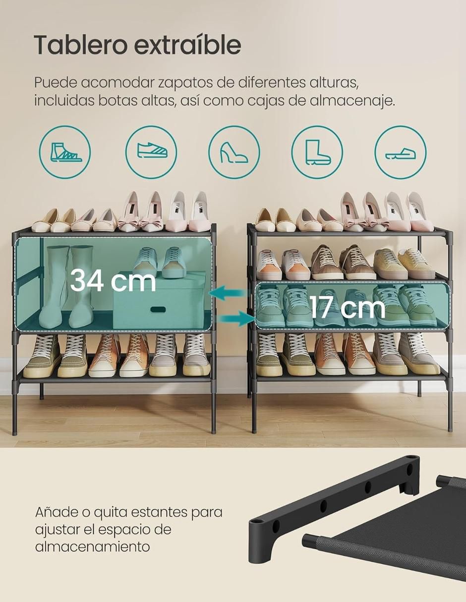 Zapatera armable mueble Rylan para 15 pares de zapatos adulto 2