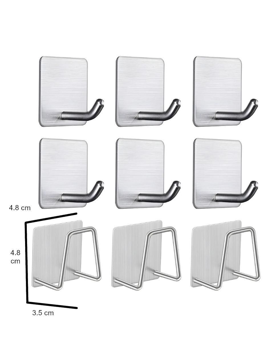 Perchero de pared Lab.g de acero inoxidable 6 ganchos