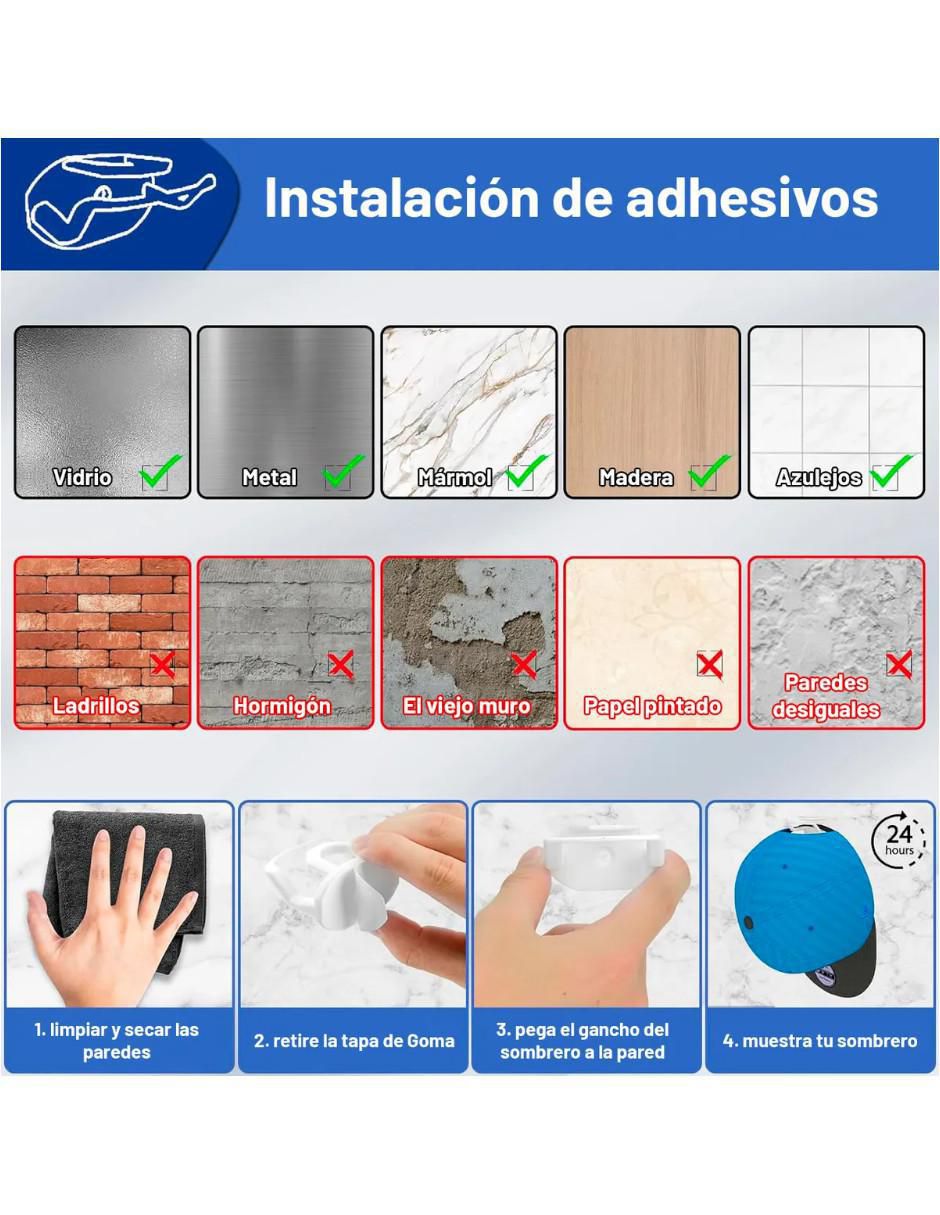 Perchero de pared de plástico 24 ganchos Perchero de pared de plástico 24 ganchos