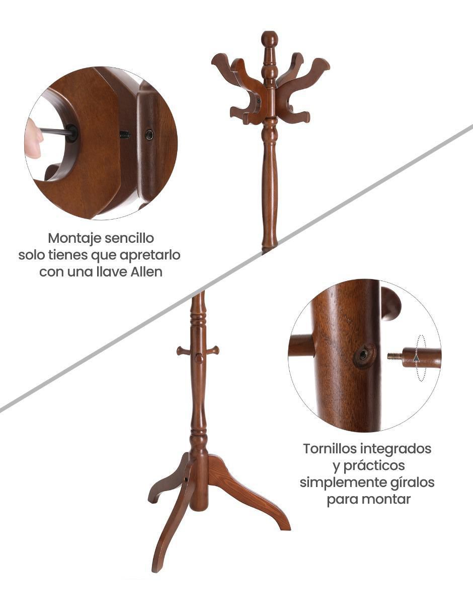 Perchero de piso Songmics Home Adair de madera 8 ganchos