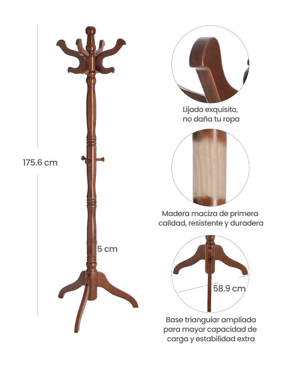 Perchero de piso Songmics Home Adair de madera 8 ganchos