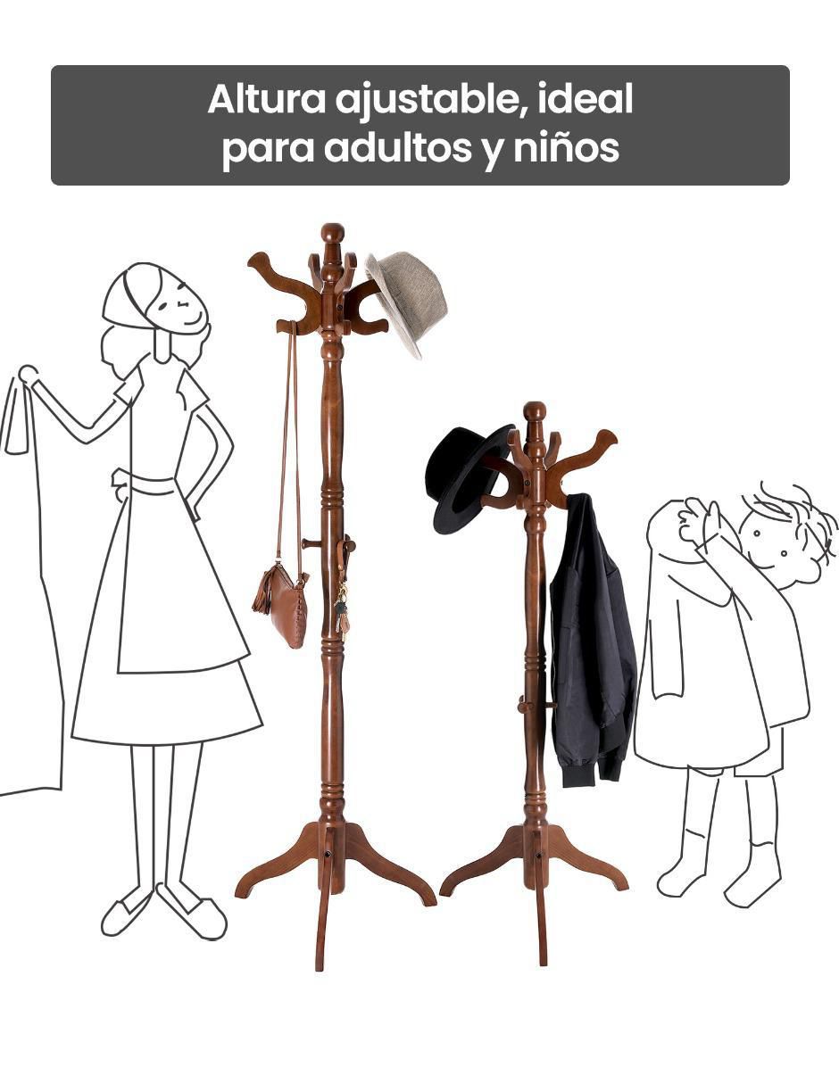Perchero de piso Adair de madera 8 ganchos