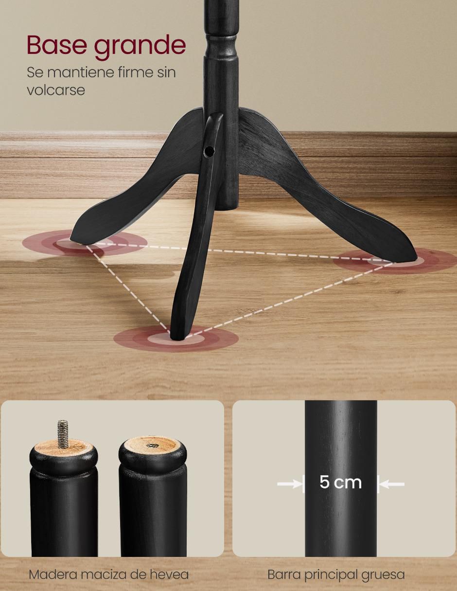 Perchero de piso Songmics Home Adair de madera 10 ganchos
