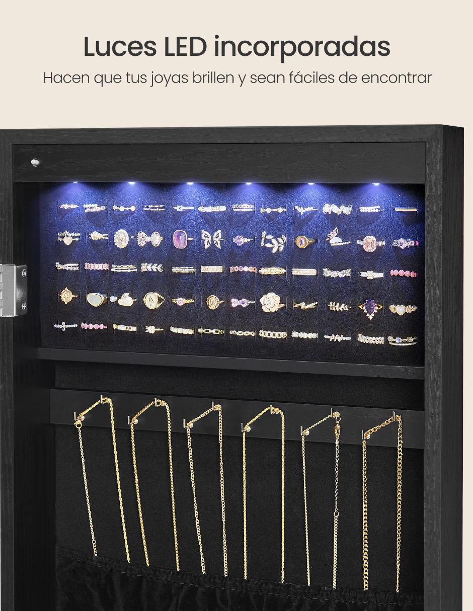 Joyero Songmics Home Berit con espejo y cerradura