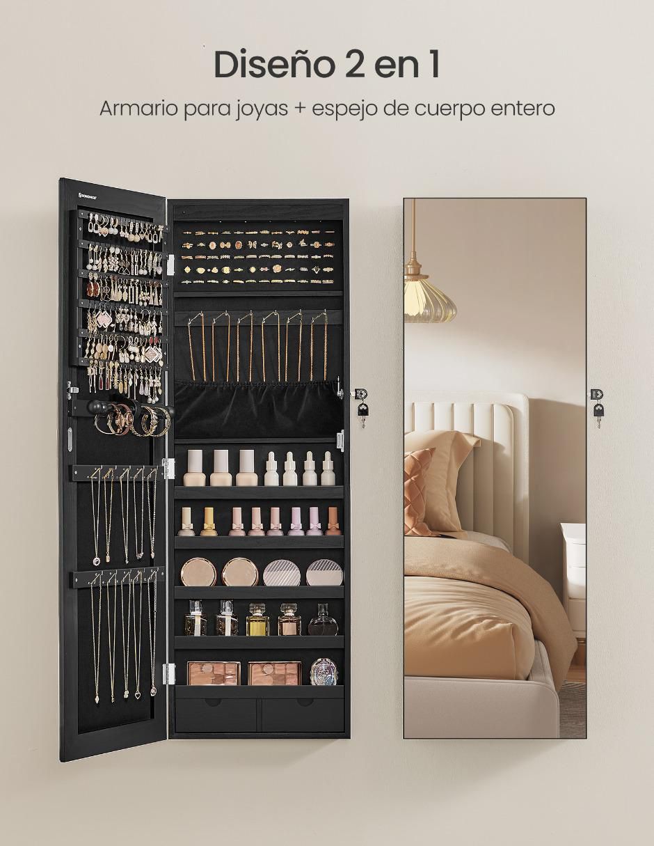 Joyero Songmics Home Berit con espejo y cerradura