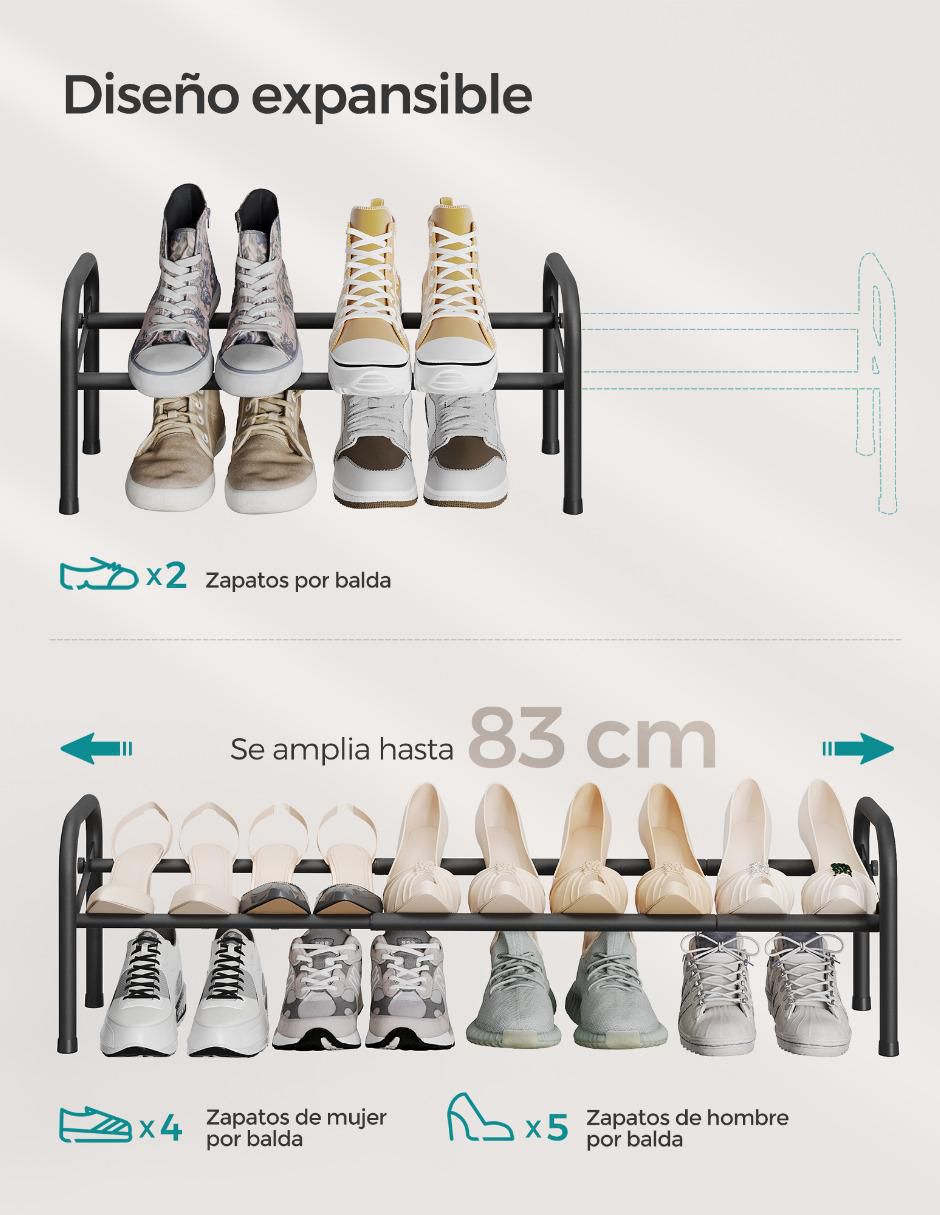 Zapatera armable mueble Songmics Home Davian para 8 pares de zapatos adulto