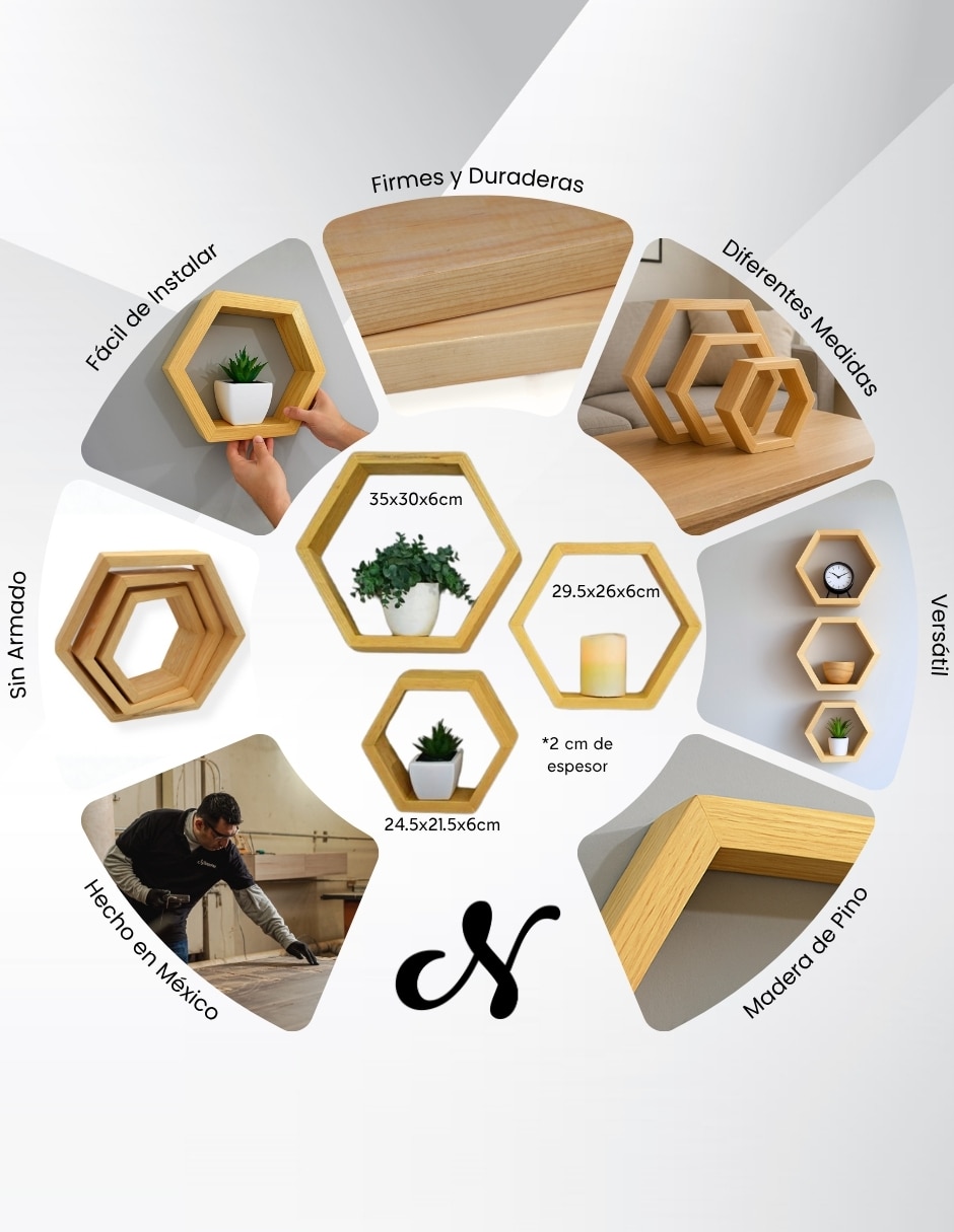 Set de repisas de madera pino 3
