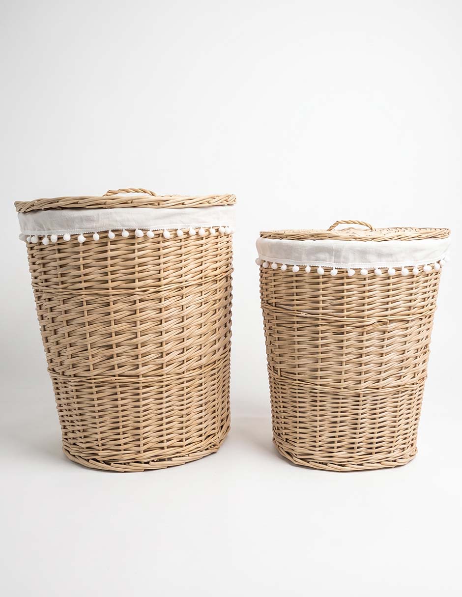Set cesto para ropa de mimbre 1