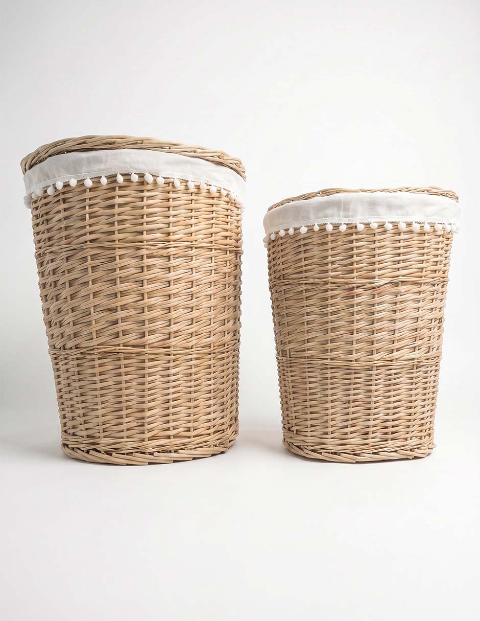 Set cesto para ropa de mimbre
