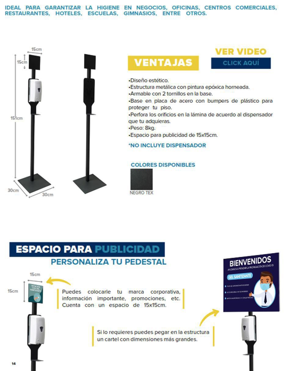 Pedestal dispensador de gel Bakan ajustable