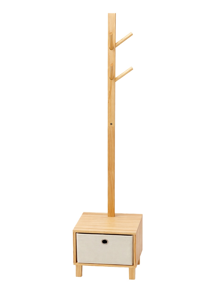 Perchero de piso de madera 4 ganchos