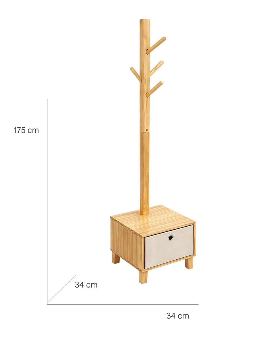 Perchero de piso de madera 4 ganchos 6