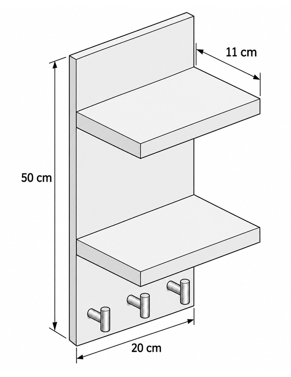 Perchero de pared de MDF 3 ganchos 6